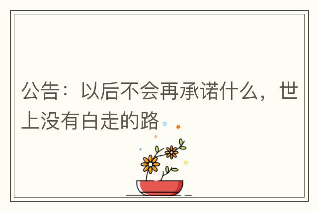 公告：以后不會(huì )再承諾什么，世上沒(méi)有白走的路