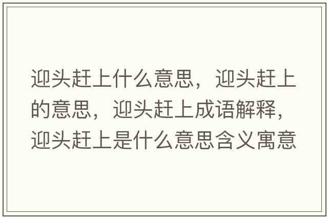 迎頭趕上什么意思，迎頭趕上的意思，迎頭趕上成語(yǔ)解釋?zhuān)^趕上是什么意思含義寓意