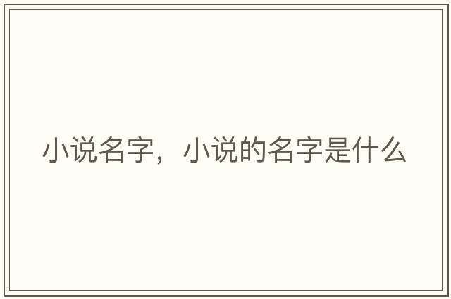 小說(shuō)名字，小說(shuō)的名字是什么