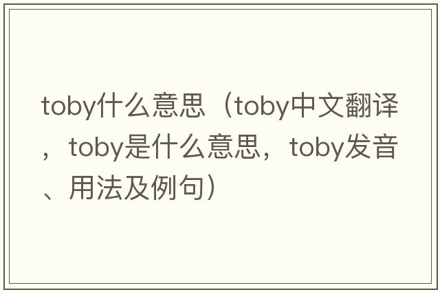 toby什么意思（toby中文翻譯，toby是什么意思，toby發(fā)音、用法及例句）