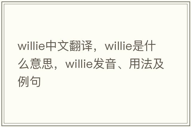willie中文翻譯，willie是什么意思，willie發(fā)音、用法及例句