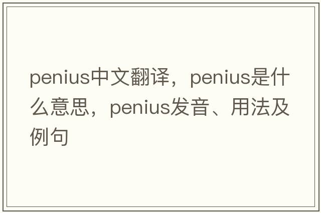 penius中文翻譯，penius是什么意思，penius發(fā)音、用法及例句
