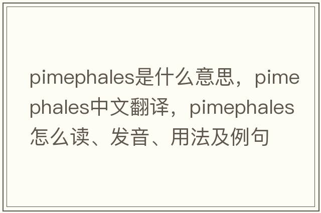 Pimephales是什么意思，Pimephales中文翻譯，Pimephales怎么讀、發(fā)音、用法及例句