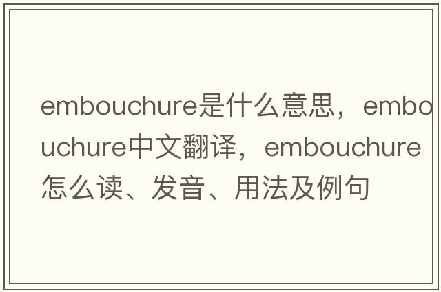 embouchure是什么意思，embouchure中文翻譯，embouchure怎么讀、發(fā)音、用法及例句