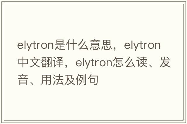 elytron是什么意思，elytron中文翻譯，elytron怎么讀、發(fā)音、用法及例句