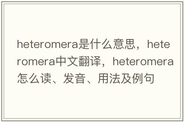Heteromera是什么意思，Heteromera中文翻譯，Heteromera怎么讀、發(fā)音、用法及例句