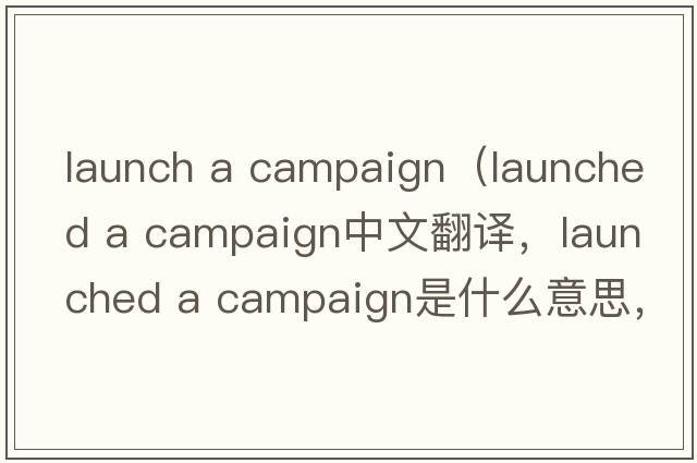 launch a campaign（launched a campaign中文翻譯，launched a campaign是什么意思，launched a campaign發(fā)音、用法及例句）