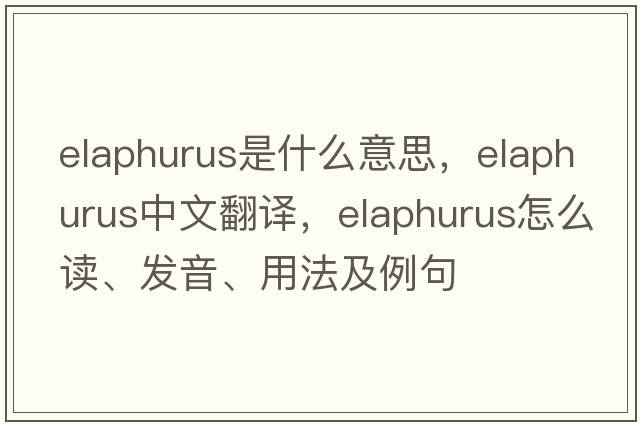 elaphurus是什么意思，elaphurus中文翻譯，elaphurus怎么讀、發(fā)音、用法及例句