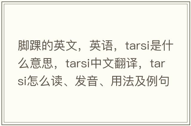 腳踝的英文，英語(yǔ)，tarsi是什么意思，tarsi中文翻譯，tarsi怎么讀、發(fā)音、用法及例句