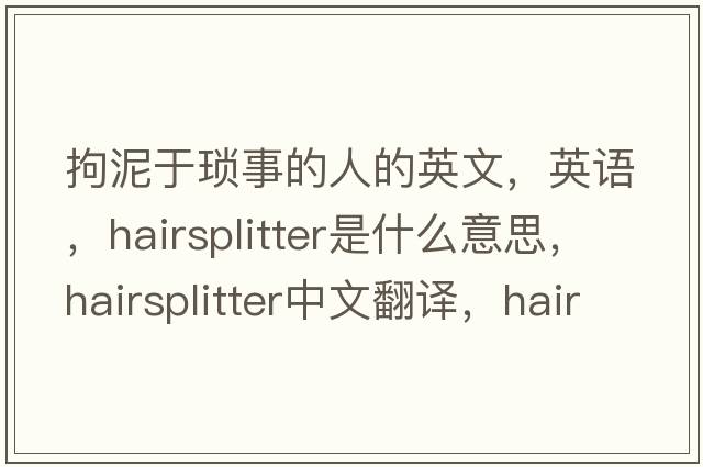 拘泥于瑣事的人的英文，英語(yǔ)，hairsplitter是什么意思，hairsplitter中文翻譯，hairsplitter怎么讀、發(fā)音、用法及例句