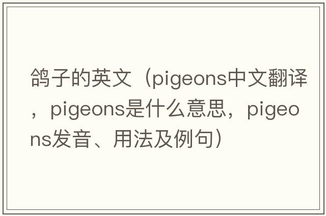 鴿子的英文（pigeons中文翻譯，pigeons是什么意思，pigeons發(fā)音、用法及例句）