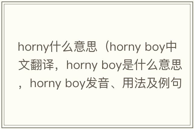 horny什么意思（horny boy中文翻譯，horny boy是什么意思，horny boy發(fā)音、用法及例句）