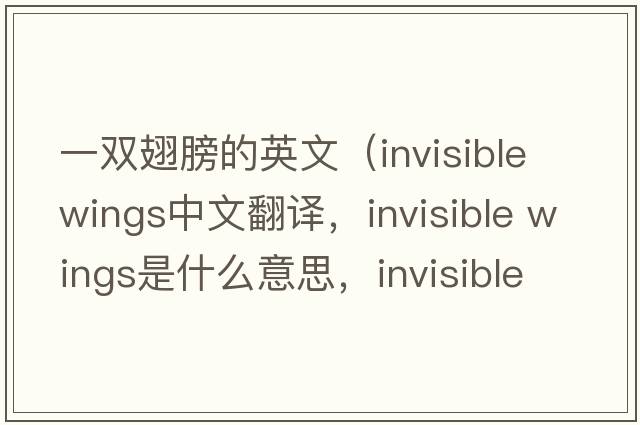 一雙翅膀的英文（invisible wings中文翻譯，invisible wings是什么意思，invisible wings發(fā)音、用法及例句）