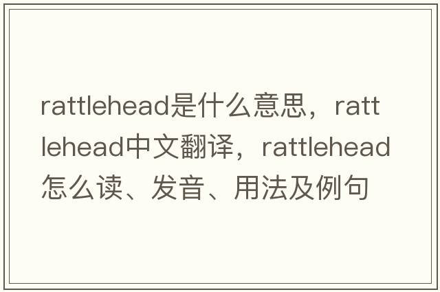 rattlehead是什么意思，rattlehead中文翻譯，rattlehead怎么讀、發(fā)音、用法及例句
