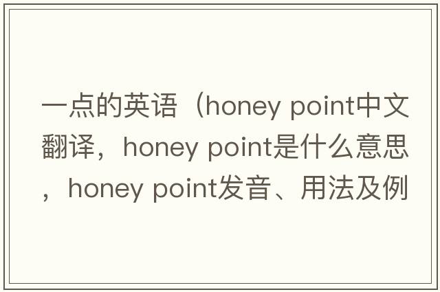 一點(diǎn)的英語(yǔ)（honey point中文翻譯，honey point是什么意思，honey point發(fā)音、用法及例句）