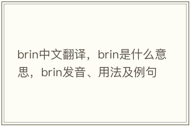 brin中文翻譯，brin是什么意思，brin發(fā)音、用法及例句