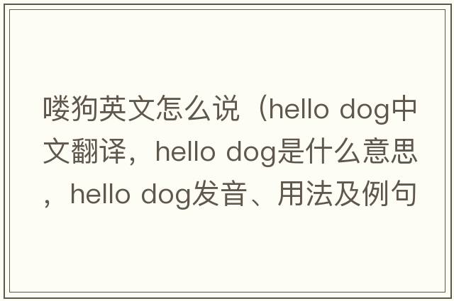 嘍狗英文怎么說(shuō)（hello dog中文翻譯，hello dog是什么意思，hello dog發(fā)音、用法及例句）
