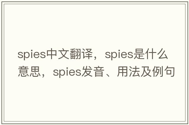 spies中文翻譯，spies是什么意思，spies發(fā)音、用法及例句