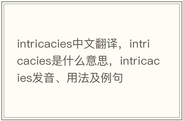intricacies中文翻譯，intricacies是什么意思，intricacies發(fā)音、用法及例句