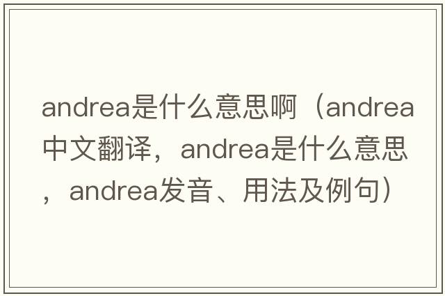 andrea是什么意思?。╝ndrea中文翻譯，andrea是什么意思，andrea發(fā)音、用法及例句）