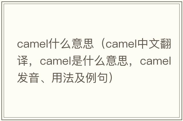 camel什么意思（camel中文翻譯，camel是什么意思，camel發(fā)音、用法及例句）