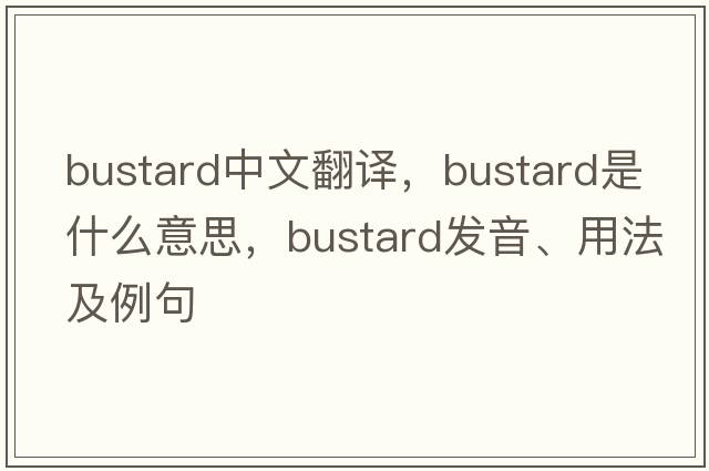 bustard中文翻譯，bustard是什么意思，bustard發(fā)音、用法及例句