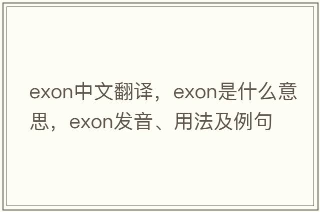 exon中文翻譯，exon是什么意思，exon發(fā)音、用法及例句