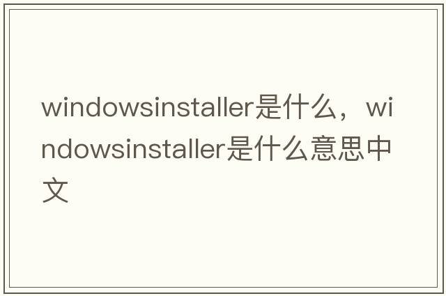 windowsinstaller是什么，windowsinstaller是什么意思中文