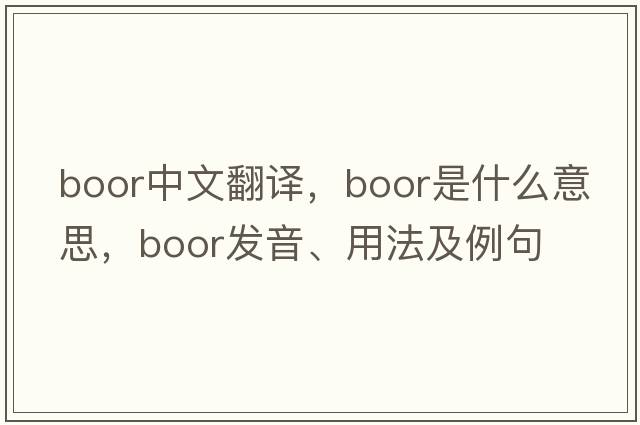 boor中文翻譯，boor是什么意思，boor發(fā)音、用法及例句