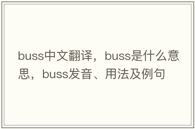 buss中文翻譯，buss是什么意思，buss發(fā)音、用法及例句