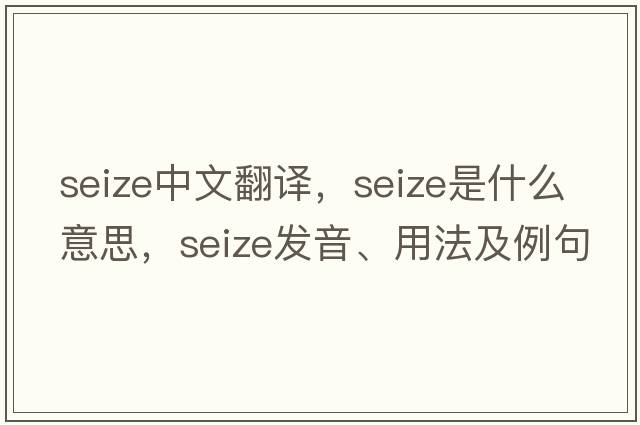 seize中文翻譯，seize是什么意思，seize發(fā)音、用法及例句