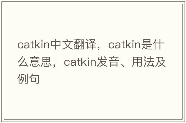 catkin中文翻譯，catkin是什么意思，catkin發(fā)音、用法及例句