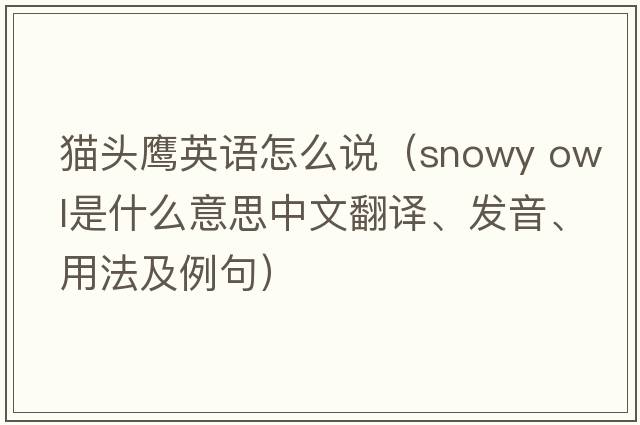 貓頭鷹英語(yǔ)怎么說(shuō)（snowy owl是什么意思中文翻譯、發(fā)音、用法及例句）