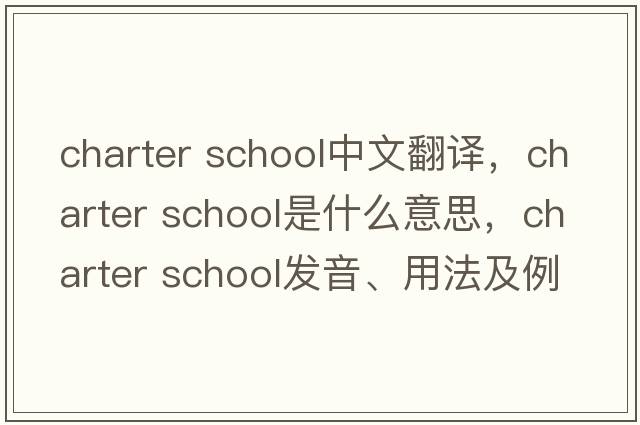 charter school中文翻譯，charter school是什么意思，charter school發(fā)音、用法及例句