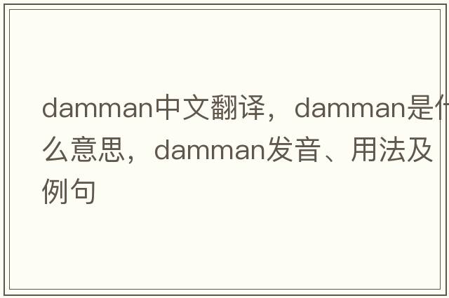Damman中文翻譯，Damman是什么意思，Damman發(fā)音、用法及例句