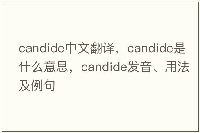 candide中文翻譯，candide是什么意思，candide發(fā)音、用法及例句