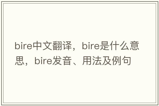 BIRE中文翻譯，BIRE是什么意思，BIRE發(fā)音、用法及例句