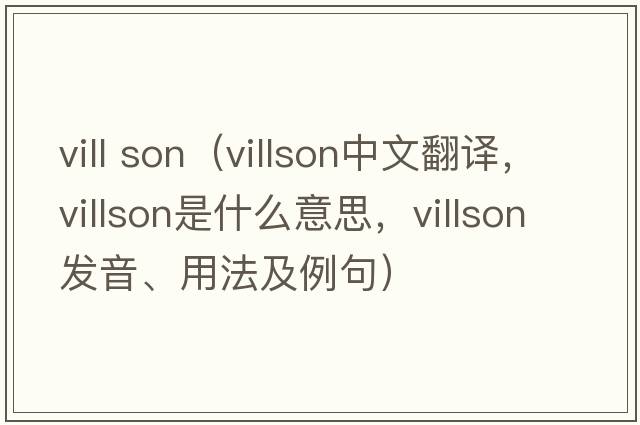 vill son（villson中文翻譯，villson是什么意思，villson發(fā)音、用法及例句）