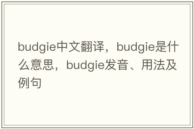 budgie中文翻譯，budgie是什么意思，budgie發(fā)音、用法及例句