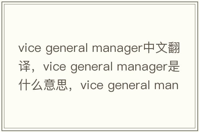 vice general manager中文翻譯，vice general manager是什么意思，vice general manager發(fā)音、用法及例句