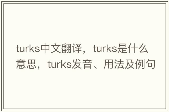 turks中文翻譯，turks是什么意思，turks發(fā)音、用法及例句