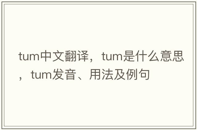 tum中文翻譯，tum是什么意思，tum發(fā)音、用法及例句
