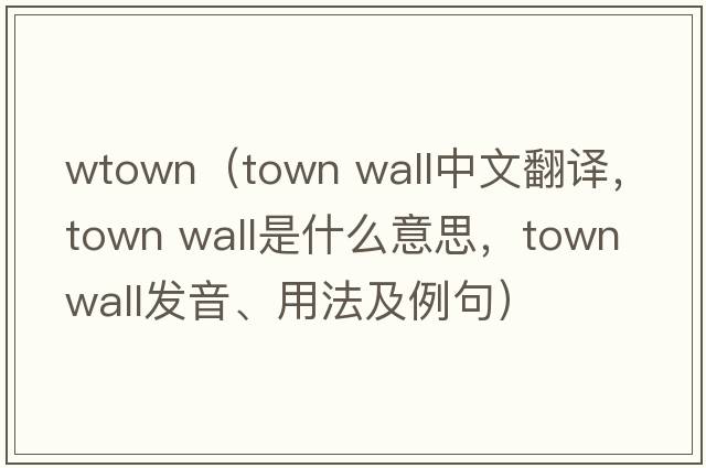 wtown（town wall中文翻譯，town wall是什么意思，town wall發(fā)音、用法及例句）