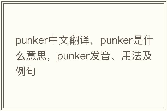 punker中文翻譯，punker是什么意思，punker發(fā)音、用法及例句