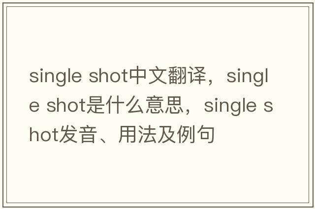 single shot中文翻譯，single shot是什么意思，single shot發(fā)音、用法及例句