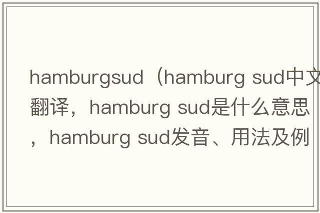 hamburgsud（hamburg sud中文翻譯，hamburg sud是什么意思，hamburg sud發(fā)音、用法及例句）