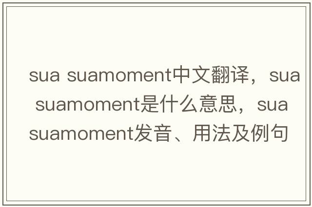 sua suamoment中文翻譯，sua suamoment是什么意思，sua suamoment發(fā)音、用法及例句