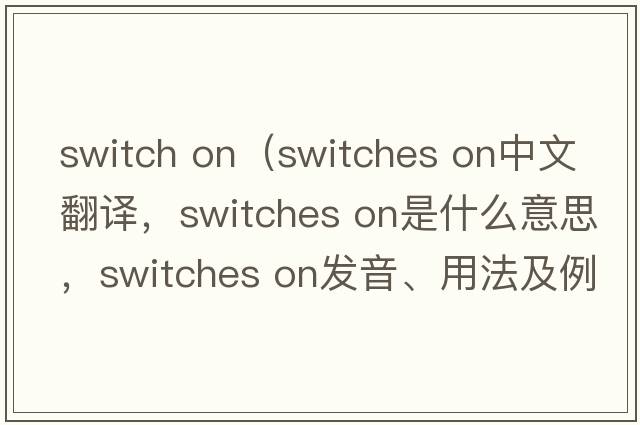 switch on（switches on中文翻譯，switches on是什么意思，switches on發(fā)音、用法及例句）