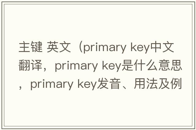 主鍵 英文（primary key中文翻譯，primary key是什么意思，primary key發(fā)音、用法及例句）
