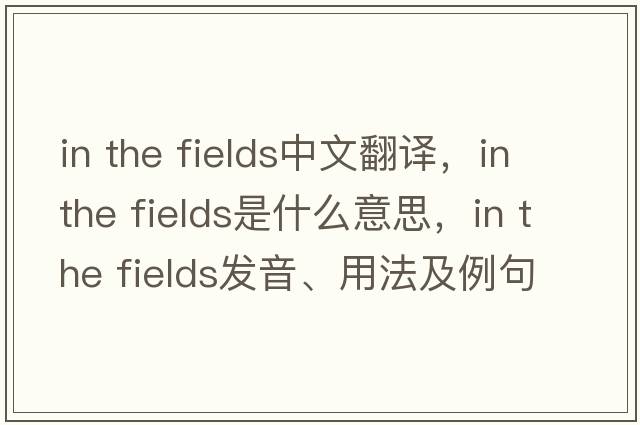 in the fields中文翻譯，in the fields是什么意思，in the fields發(fā)音、用法及例句